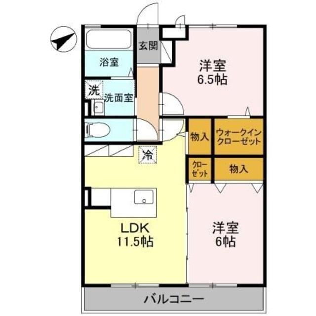 ベルデュール壱番館(2LDK/2階)の間取り写真