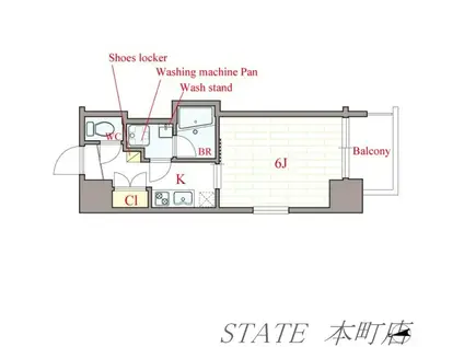 FINO(1K/6階)の間取り写真