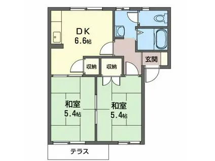 コートヴィレッジ(2DK/1階)の間取り写真