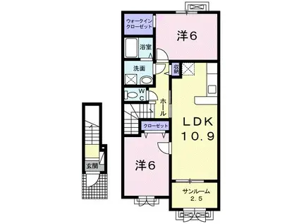 ローレルコート豊岡(2LDK/2階)の間取り写真