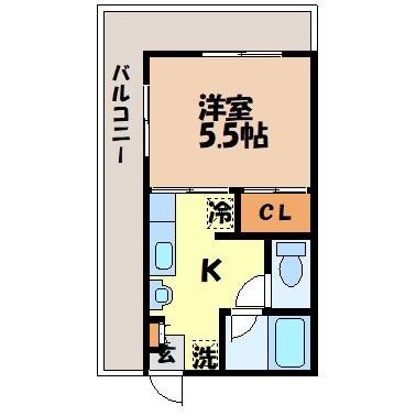ペティオン富士見(1K/5階)の間取り写真