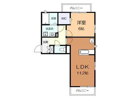 プロムナード桜台II(1LDK/2階)の間取り写真