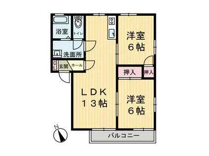ラフォーレ・あずま(2LDK/1階)の間取り写真