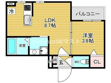 KISHINOSATO ST(1LDK/1階)の間取り写真