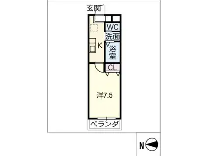 A.CITY中川法華(1K/1階)の間取り写真