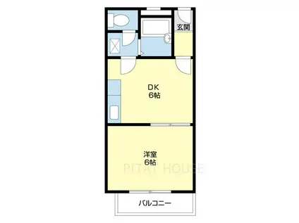 シャンティイ中ノ島(1DK/1階)の間取り写真