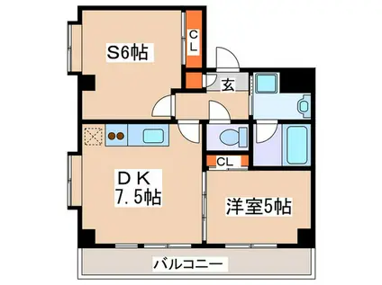 カーザソラーレ生田(1SDK/3階)の間取り写真
