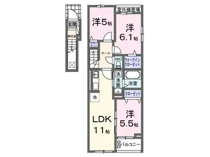 ボヌール イコウ(3LDK/2階)の間取り写真