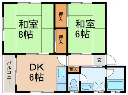 ハイムオークラ(2DK/1階)の間取り写真