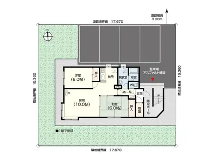 クレストールあいの里B(2LDK/1階)の間取り写真