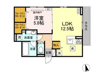 D-ROOM野田町三丁目(1LDK/1階)の間取り写真
