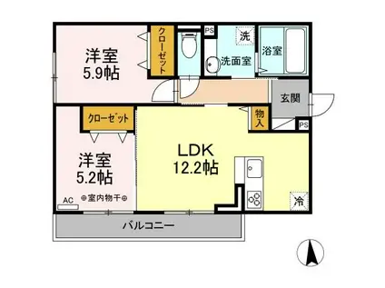ラフター(2LDK/3階)の間取り写真