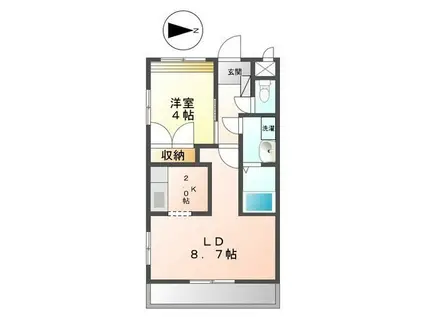 SPRING・HILL(1LDK/1階)の間取り写真