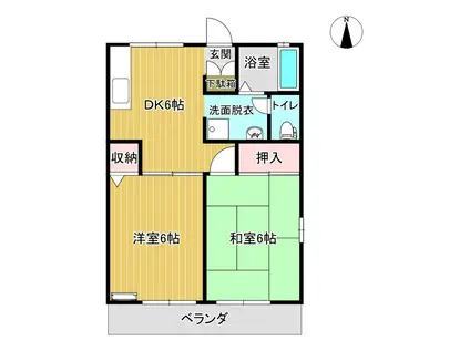セジュール箱森(2DK/1階)の間取り写真