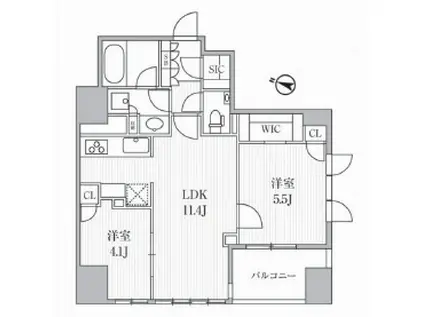 ディームス大手町ノース(2LDK/8階)の間取り写真