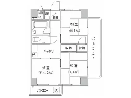 北品川ダイヤモンドパレス(3K/2階)の間取り写真