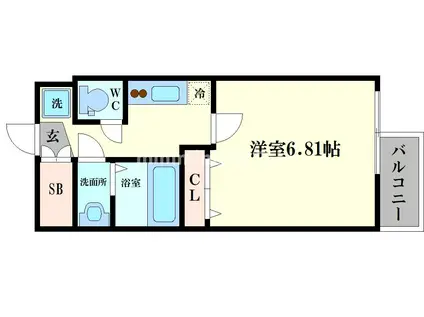 フォーリアライズ難波シエロ(1K/2階)の間取り写真