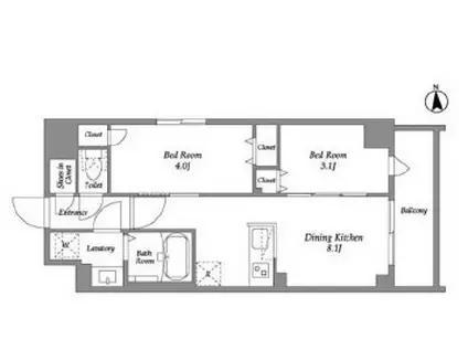 ザ・グラヴィティ新宿(1DK/1階)の間取り写真