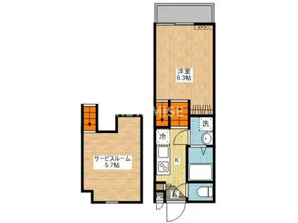 エルモーサ・REI(1SK/1階)の間取り写真