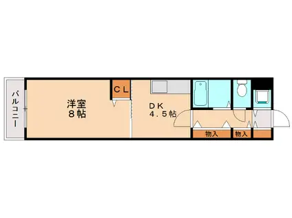 ベルエキップ大橋南I(1DK/2階)の間取り写真