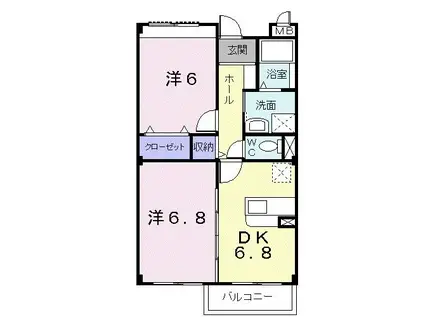 マープルホーム(2DK/2階)の間取り写真