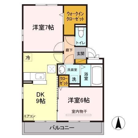 フェアリーテイル(2DK/1階)の間取り写真