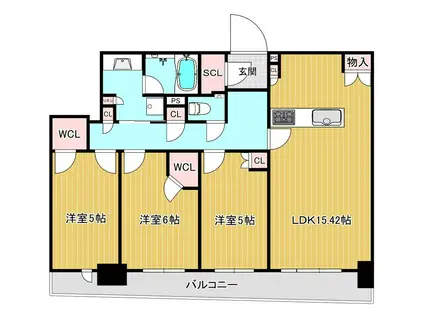 幕張ベイパーク ライズゲートタワー(3LDK/32階)の間取り写真