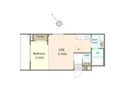 ケースクエア(1LDK/2階)の間取り写真