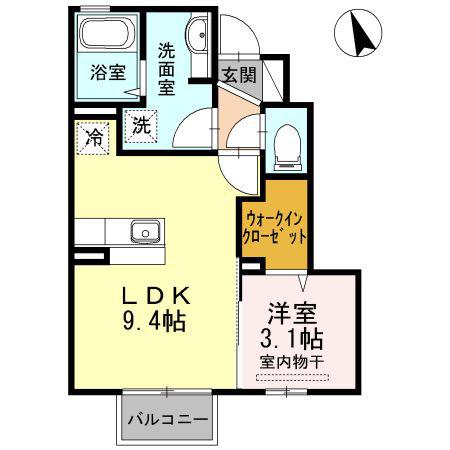 ハーベストトロワ(1LDK/1階)の間取り写真