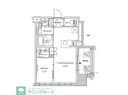 ザ・パークハビオ蕨(1LDK/10階)の間取り写真