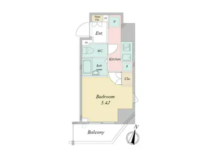 CLAREGRACE松戸(1K/9階)の間取り写真