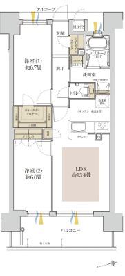 ワコーレ姫路呉服町(2LDK/8階)の間取り写真