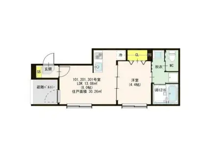 ハーモニーテラス豊田本町(1LDK/2階)の間取り写真