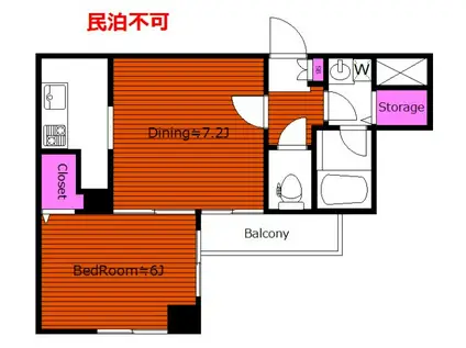 3路線 1LDK グラシューズ・ワン T(1LDK/3階)の間取り写真