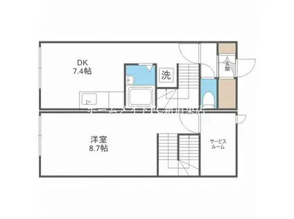 クレアシオンII(1SDK/1階)の間取り写真