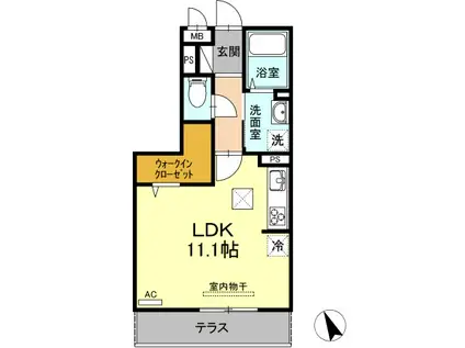 D-ROOM松葉(ワンルーム/1階)の間取り写真