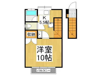 カーサマサキF棟(1K/2階)の間取り写真