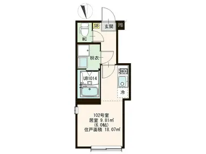 ハーモニーテラス竹の塚VII(ワンルーム/1階)の間取り写真