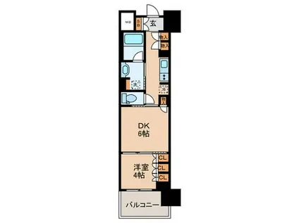 ブランズ大阪本町(1DK/11階)の間取り写真