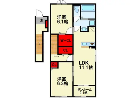 LUXOR G III(2LDK/2階)の間取り写真