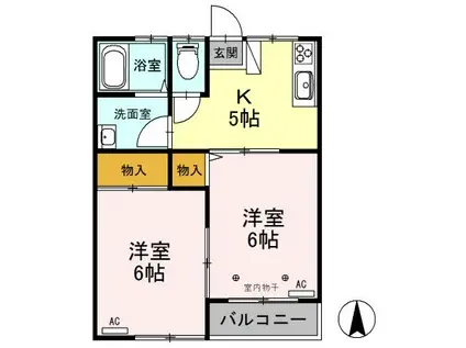 パールハウス B(2K/2階)の間取り写真