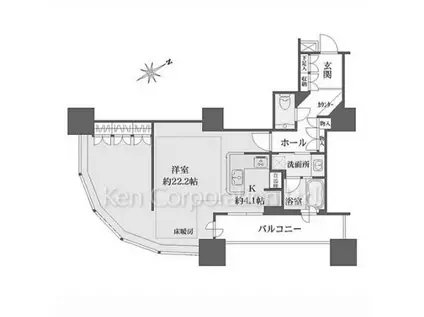 東京ツインパークスRIGHT WING(ワンルーム/6階)の間取り写真