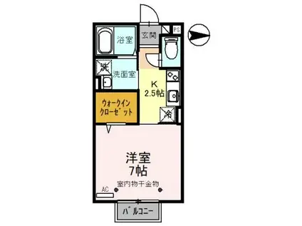 ユイメゾン22(1K/2階)の間取り写真