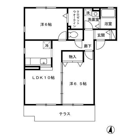 メゾンことぶき(2LDK/1階)の間取り写真