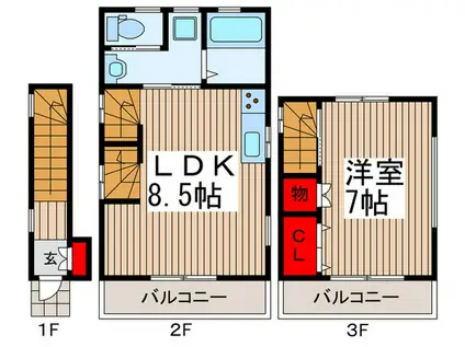 ワイズ中浦和(1LDK/2階)の間取り写真