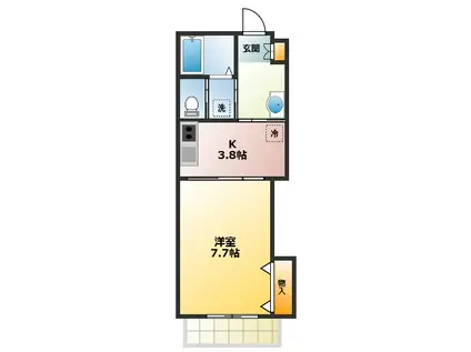 カサブランカN(1K/3階)の間取り写真