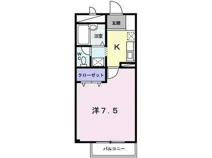 アクシスI(1K/1階)の間取り写真