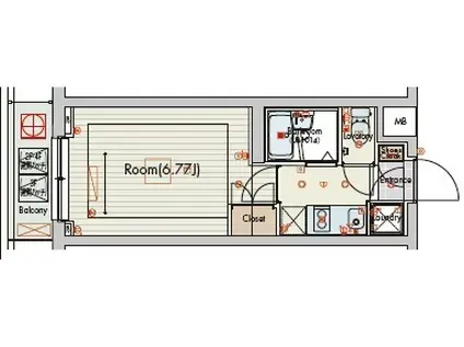 ビバリーホームズ稲田堤(1K/4階)の間取り写真