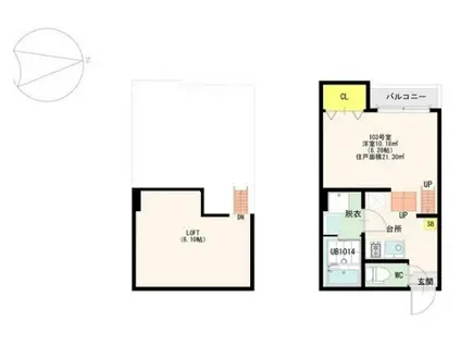 CASTLEイースト LS(1K/1階)の間取り写真