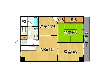 ダイヤモンドハイツ(3LDK/3階)の間取り写真